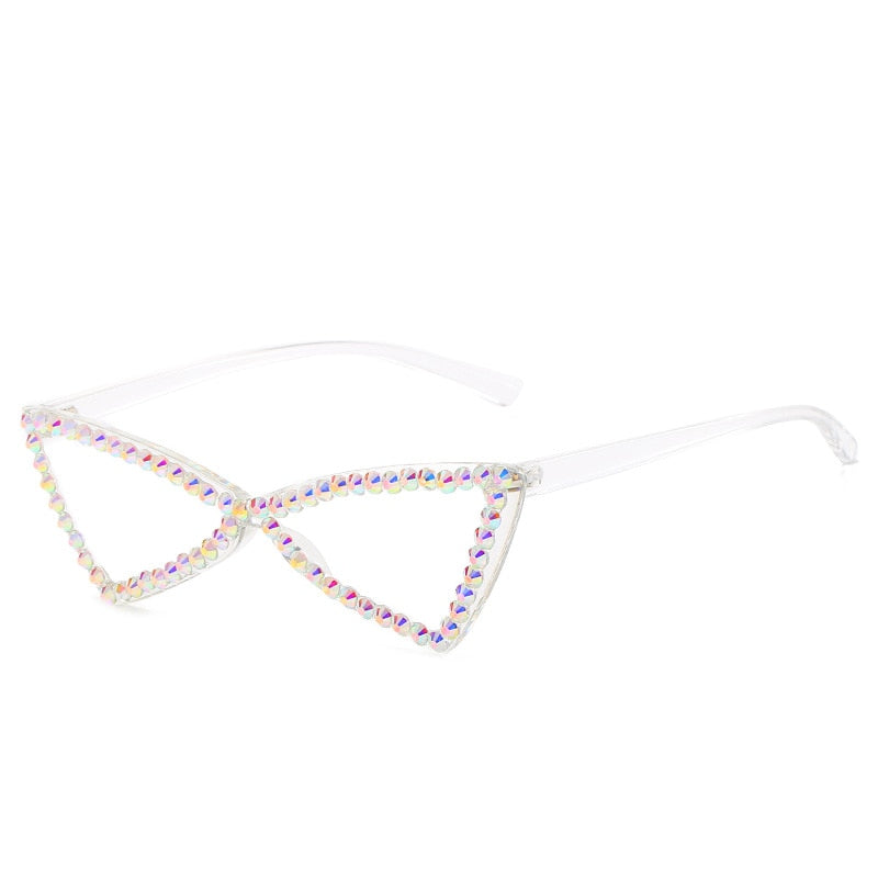  Women's Vintage Sexy Cat Eye UV400 Rimless Rhinestone Sunglasses - Women Sunglasses - DYAVOR® 