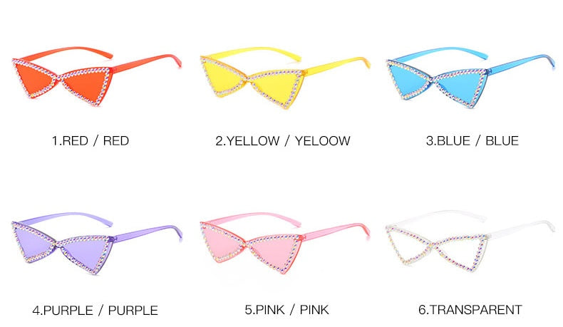  Women's Vintage Sexy Cat Eye UV400 Rimless Rhinestone Sunglasses - Women Sunglasses - DYAVOR® 