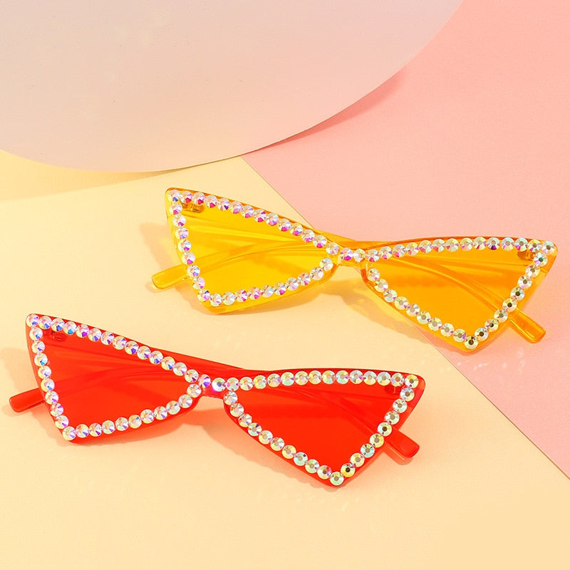  Women's Vintage Sexy Cat Eye UV400 Rimless Rhinestone Sunglasses - Women Sunglasses - DYAVOR® 