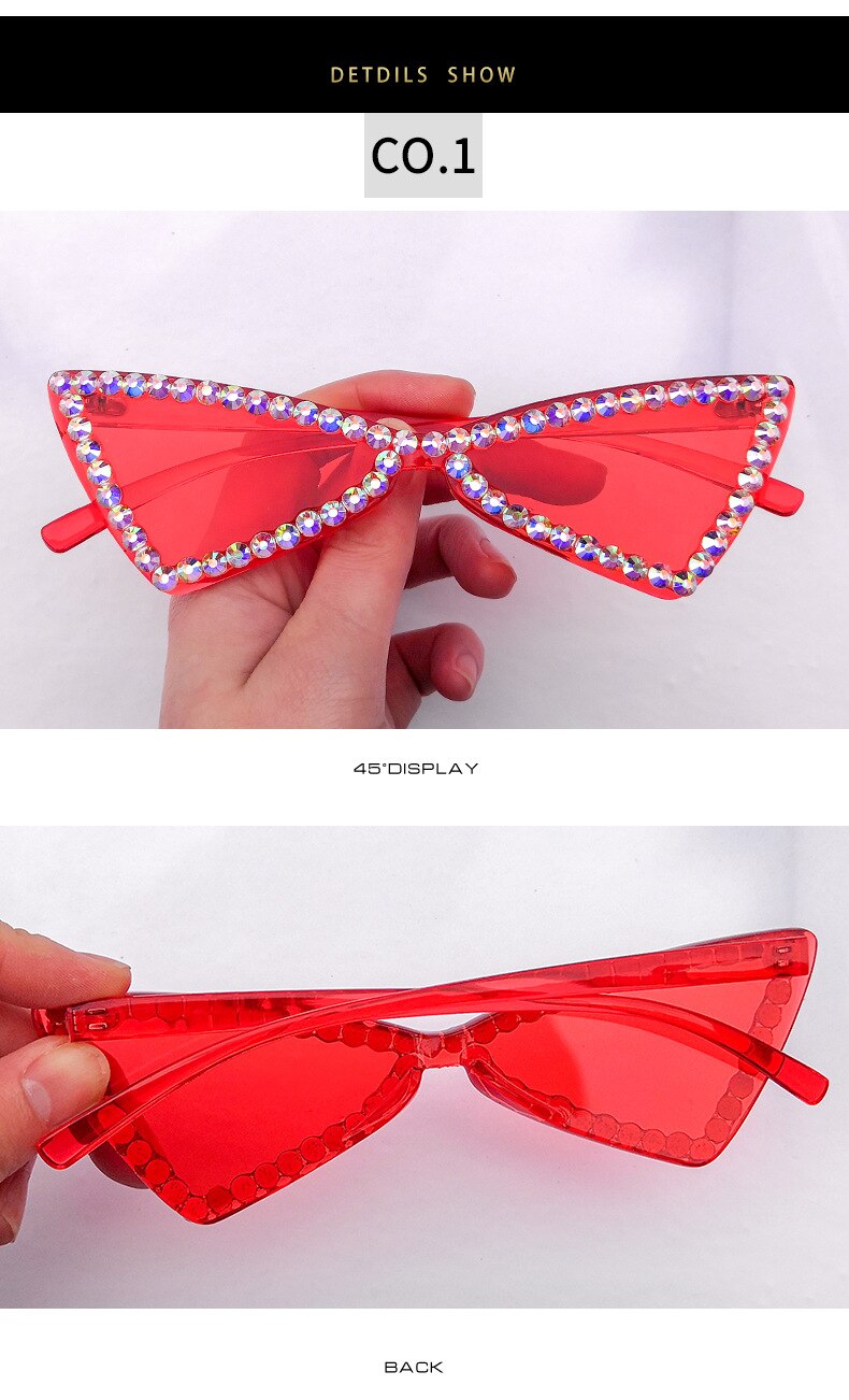  Women's Vintage Sexy Cat Eye UV400 Rimless Rhinestone Sunglasses - Women Sunglasses - DYAVOR® 