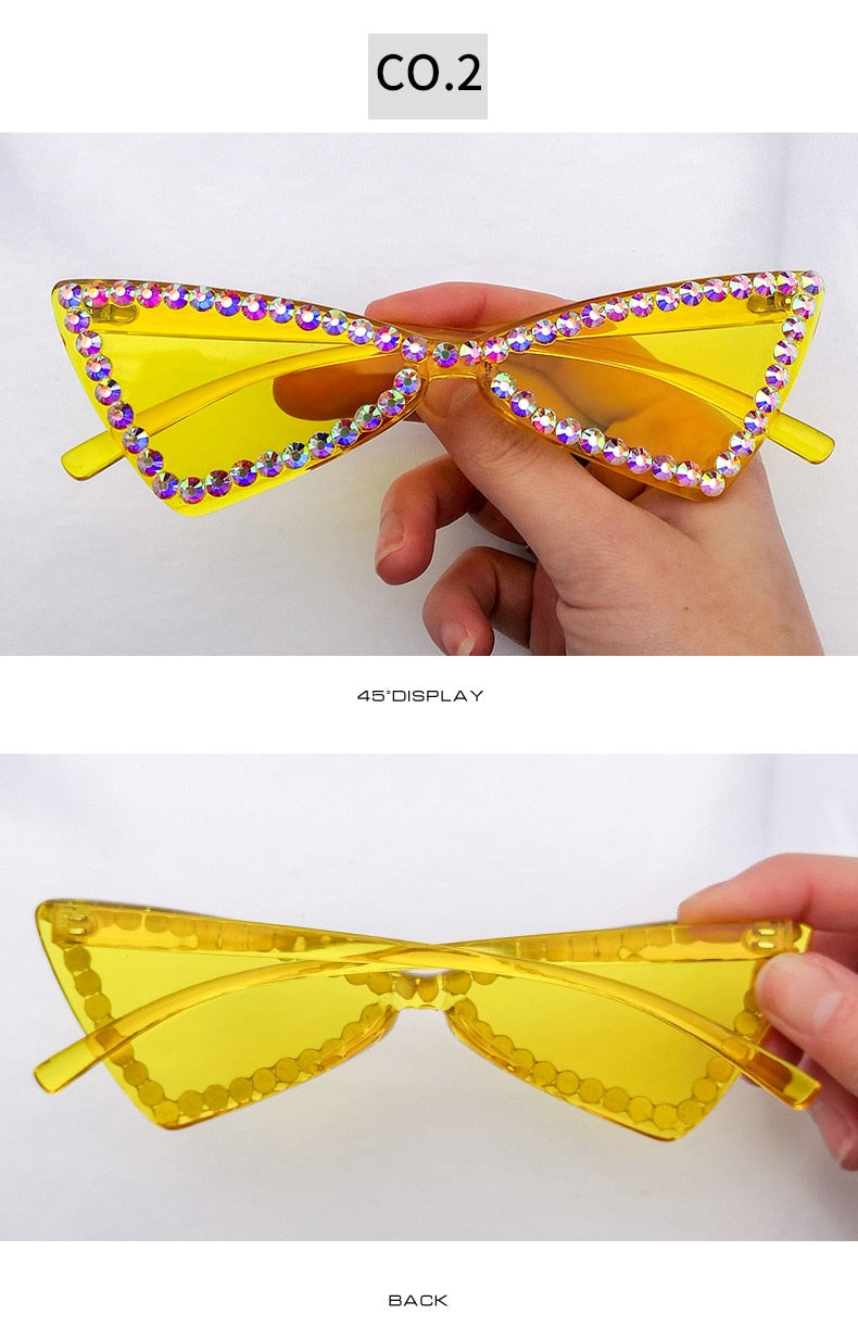  Women's Vintage Sexy Cat Eye UV400 Rimless Rhinestone Sunglasses - Women Sunglasses - DYAVOR® 