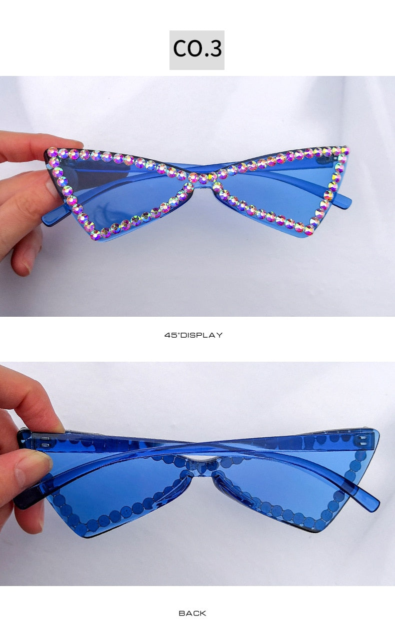  Women's Vintage Sexy Cat Eye UV400 Rimless Rhinestone Sunglasses - Women Sunglasses - DYAVOR® 