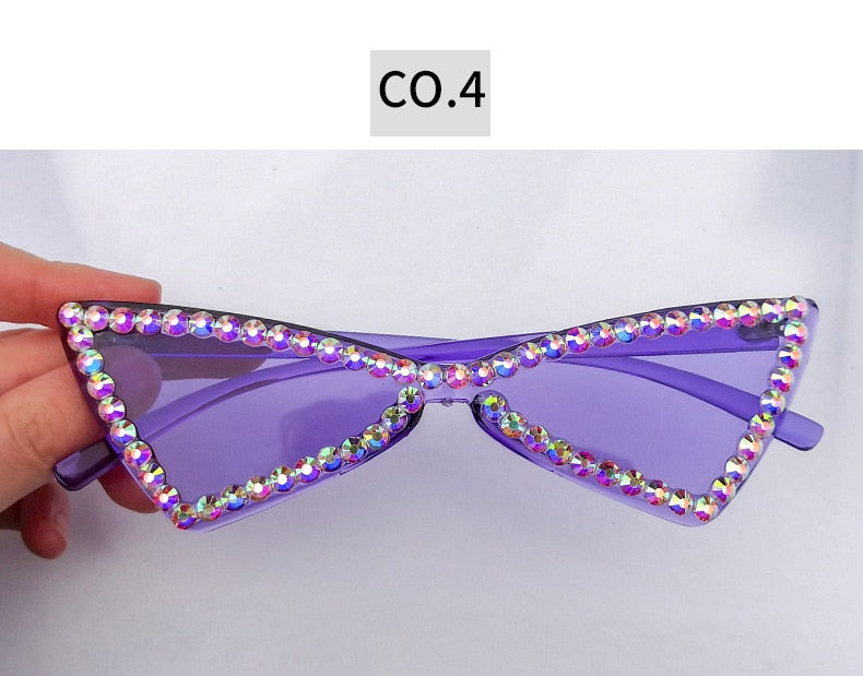  Women's Vintage Sexy Cat Eye UV400 Rimless Rhinestone Sunglasses - Women Sunglasses - DYAVOR® 