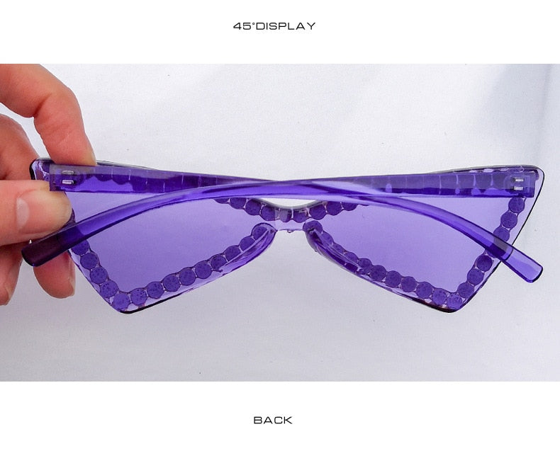  Women's Vintage Sexy Cat Eye UV400 Rimless Rhinestone Sunglasses - Women Sunglasses - DYAVOR® 