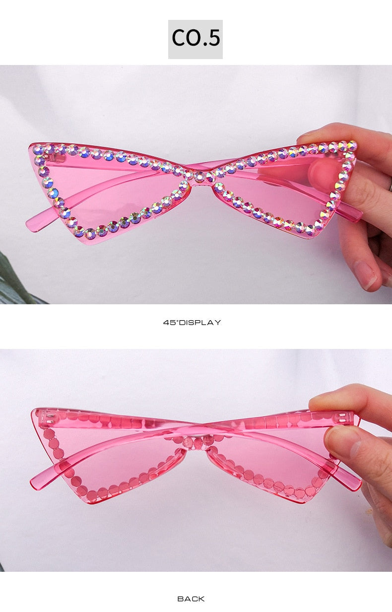  Women's Vintage Sexy Cat Eye UV400 Rimless Rhinestone Sunglasses - Women Sunglasses - DYAVOR® 