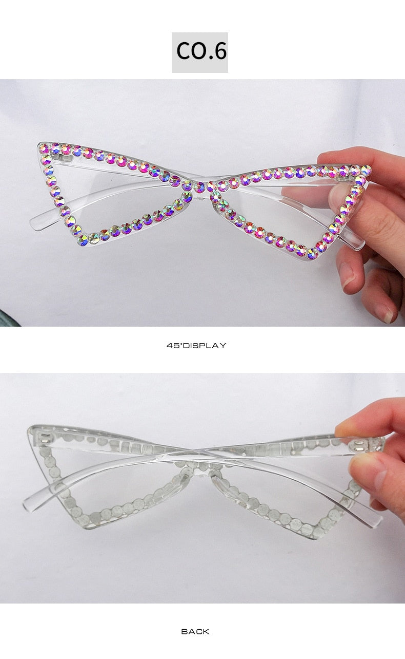  Women's Vintage Sexy Cat Eye UV400 Rimless Rhinestone Sunglasses - Women Sunglasses - DYAVOR® 