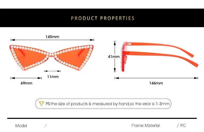  Women's Vintage Sexy Cat Eye UV400 Rimless Rhinestone Sunglasses - Women Sunglasses - DYAVOR® 