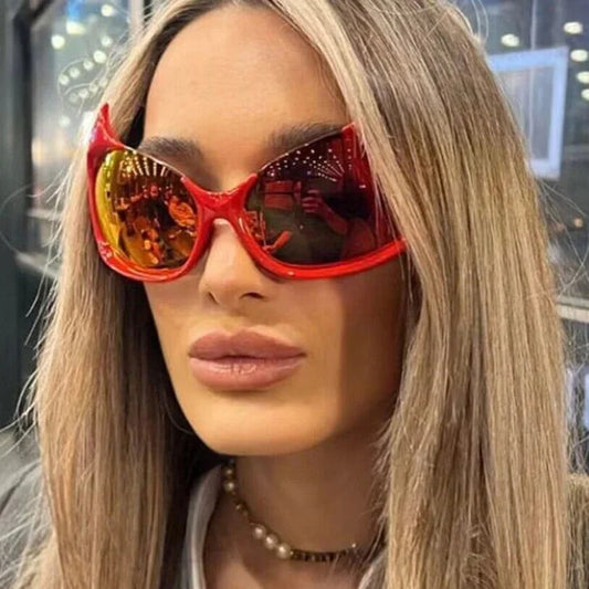  Women's Sexy Punk Style UV400 Mirror Cat Eyes Eyewear Sunglasses - Women Sunglasses - DYAVOR® 