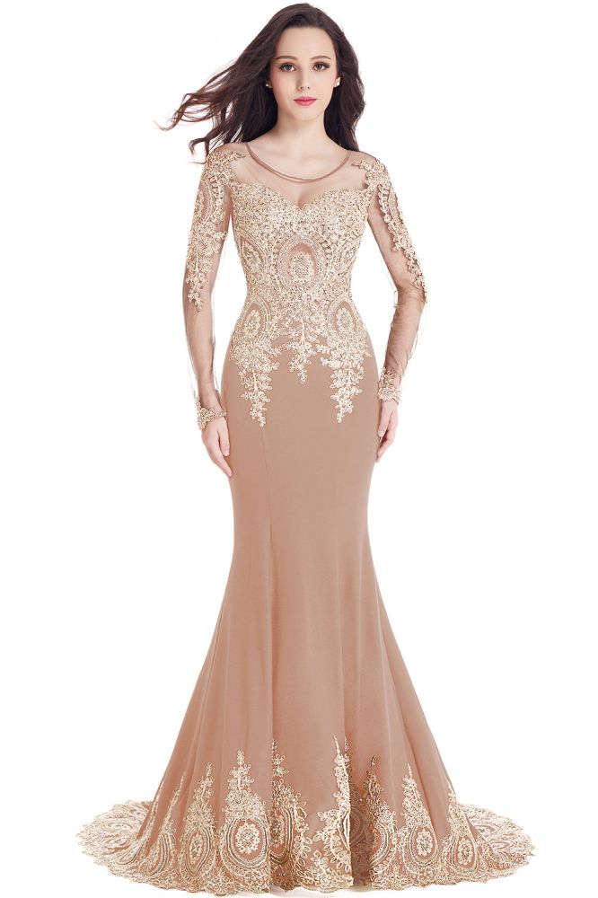  Sexy Lace Appliques Long Sleeves Mermaid Prom Dresses - Prom Dresses - DYAVOR® 
