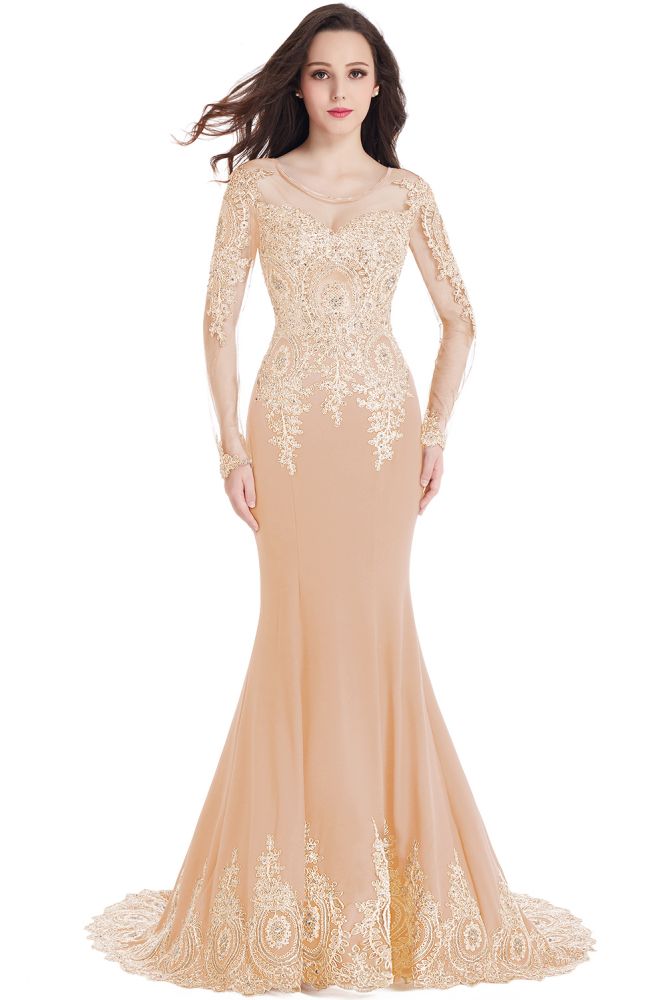  Sexy Lace Appliques Long Sleeves Mermaid Prom Dresses - Prom Dresses - DYAVOR® 