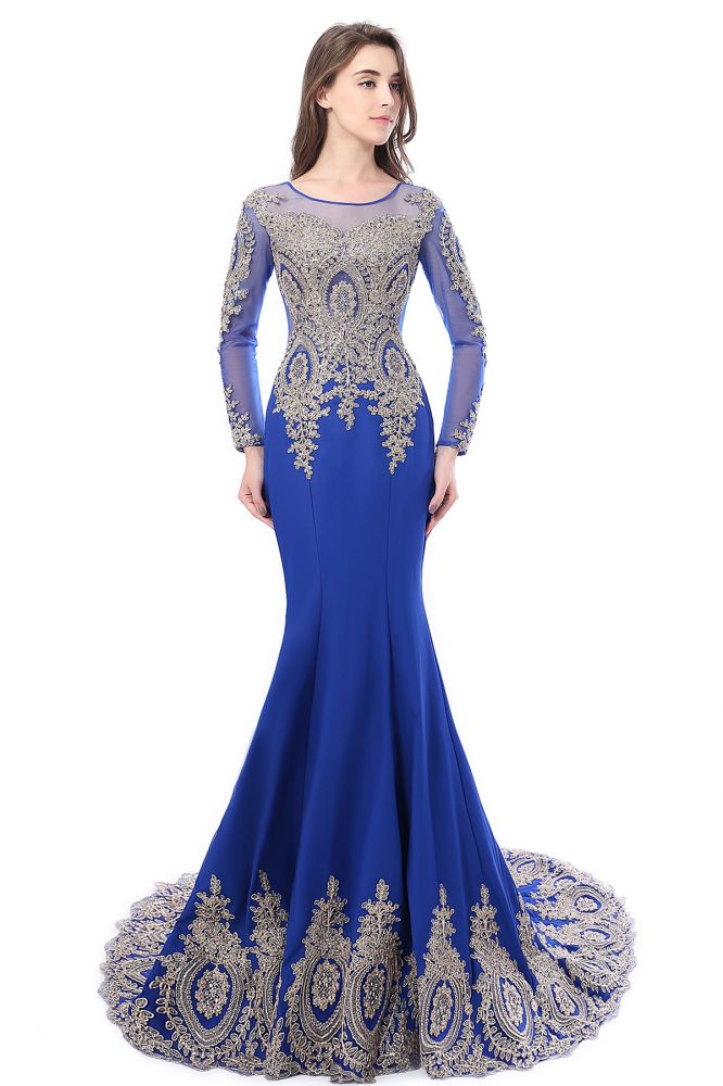  Sexy Lace Appliques Long Sleeves Mermaid Prom Dresses - Prom Dresses - DYAVOR® 