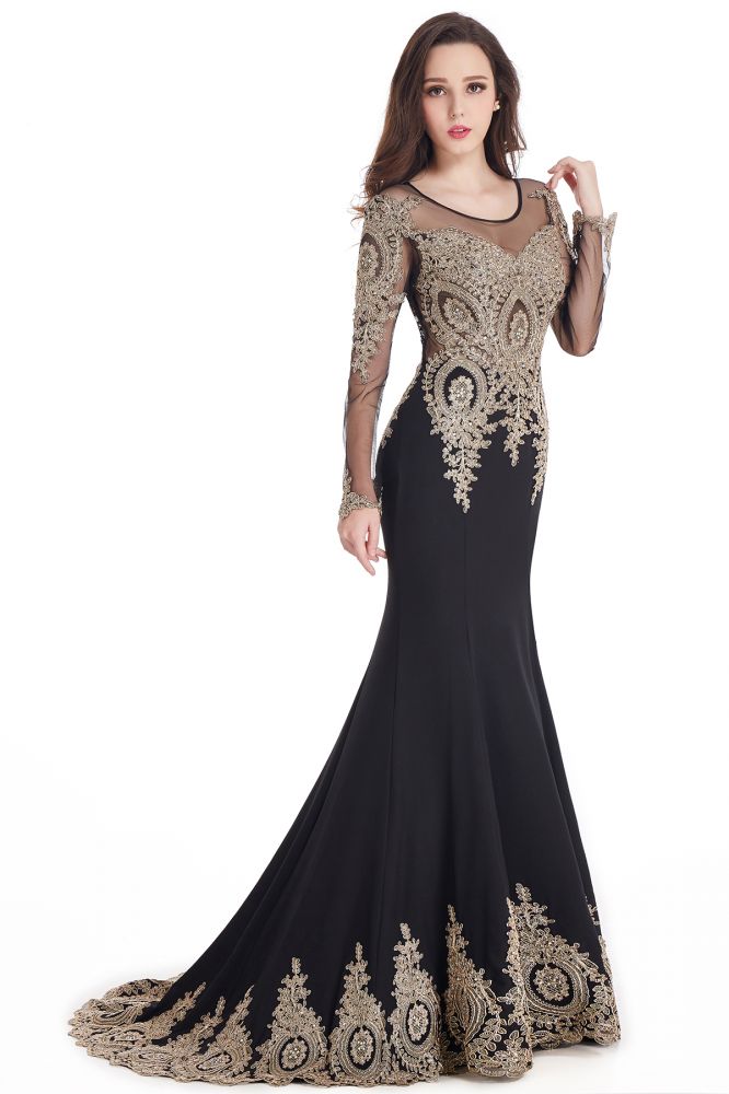  Sexy Lace Appliques Long Sleeves Mermaid Prom Dresses - Prom Dresses - DYAVOR® 