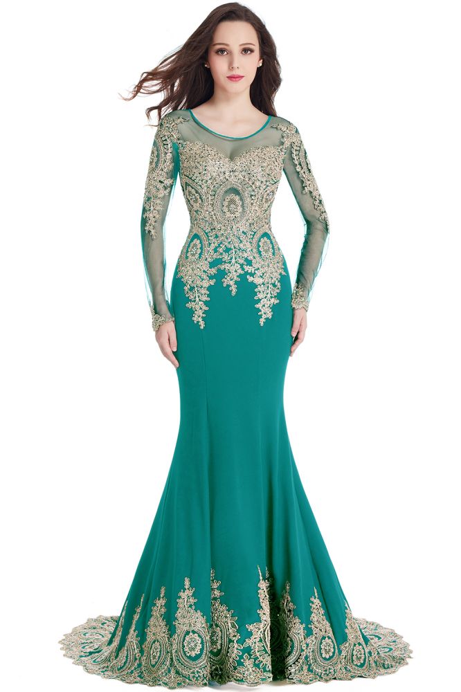  Sexy Lace Appliques Long Sleeves Mermaid Prom Dresses - Prom Dresses - DYAVOR® 