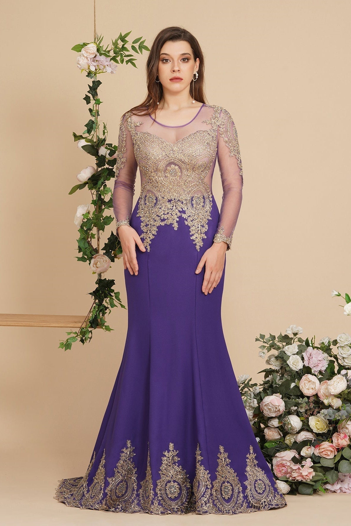  Sexy Lace Appliques Long Sleeves Mermaid Prom Dresses - Prom Dresses - DYAVOR® 