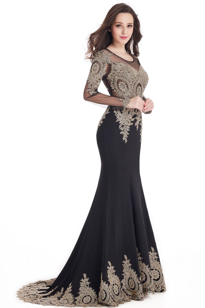  Sexy Lace Appliques Long Sleeves Mermaid Prom Dresses - Prom Dresses - DYAVOR® 