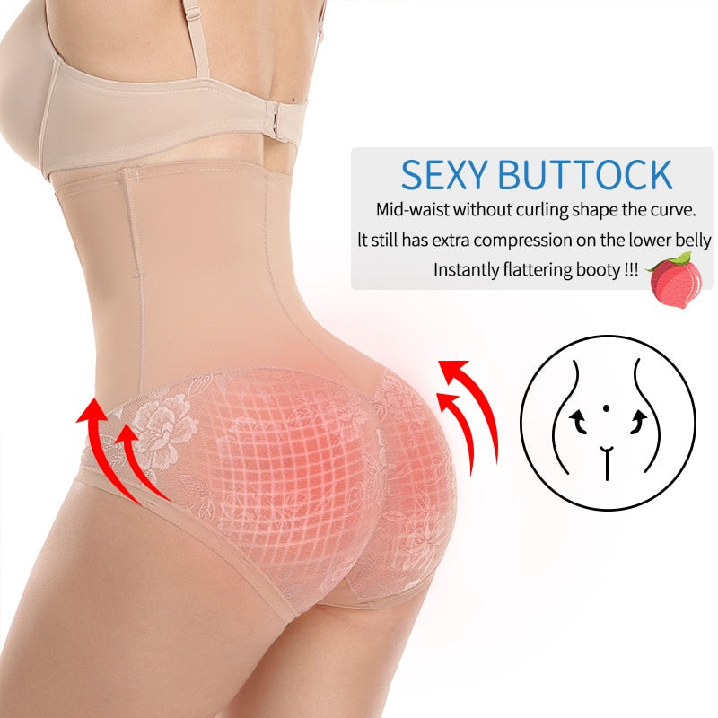 Women's Sexy Lace Mesh Seamless Butt Lifter Slim Waist Trainer Shapewear