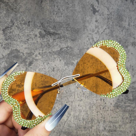  Women's Vintage Punk Style Rimless Rhinestone Frameless Sunglasses - Women Sunglasses - DYAVOR® 