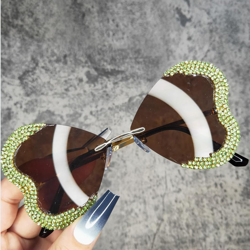  Women's Vintage Punk Style Rimless Rhinestone Frameless Sunglasses - Women Sunglasses - DYAVOR® 