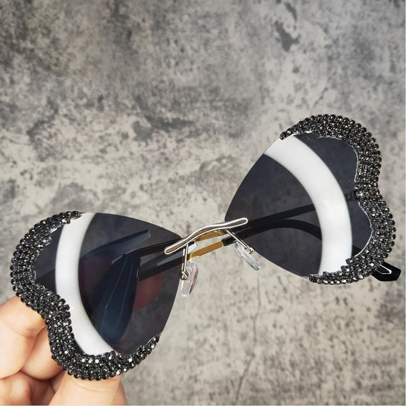  Women's Vintage Punk Style Rimless Rhinestone Frameless Sunglasses - Women Sunglasses - DYAVOR® 