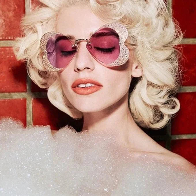  Women's Vintage Punk Style Rimless Rhinestone Frameless Sunglasses - Women Sunglasses - DYAVOR® 