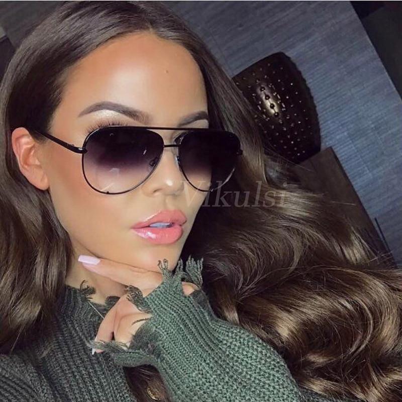  Silver Mirror Black Gradient Pilot Metal Sunglasses for Women - Women Sunglasses - DYAVOR® 