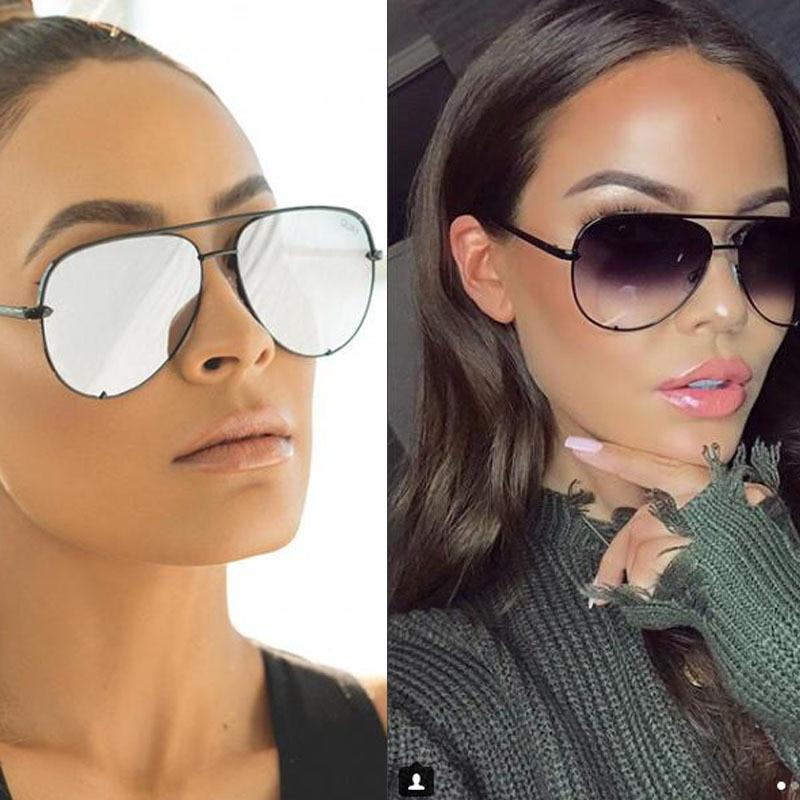  Silver Mirror Black Gradient Pilot Metal Sunglasses for Women - Women Sunglasses - DYAVOR® 