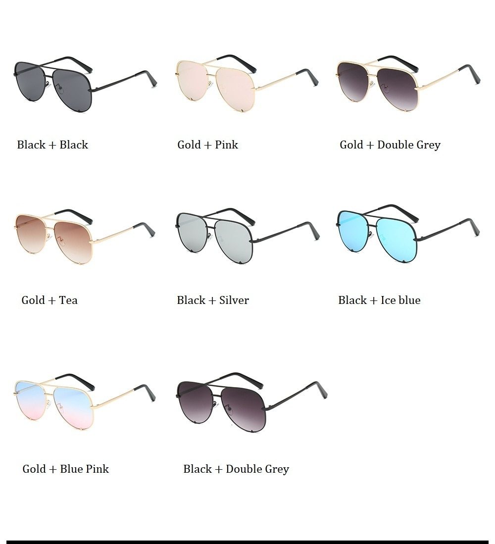  Silver Mirror Black Gradient Pilot Metal Sunglasses for Women - Women Sunglasses - DYAVOR® 