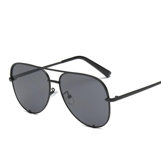  Silver Mirror Black Gradient Pilot Metal Sunglasses for Women - Women Sunglasses - DYAVOR® 