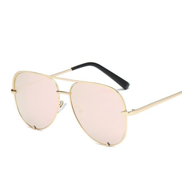  Silver Mirror Black Gradient Pilot Metal Sunglasses for Women - Women Sunglasses - DYAVOR® 