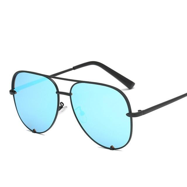  Silver Mirror Black Gradient Pilot Metal Sunglasses for Women - Women Sunglasses - DYAVOR® 