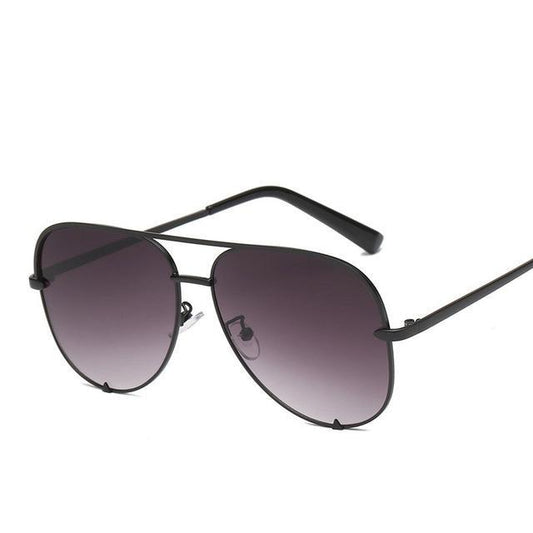  Silver Mirror Black Gradient Pilot Metal Sunglasses for Women - Women Sunglasses - DYAVOR® 