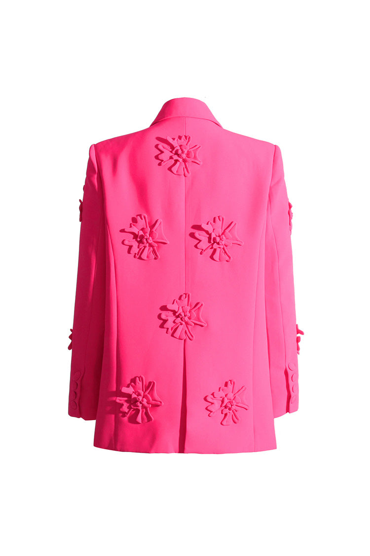  Smart Rosette Appliqué Lapel Collar Long Sleeve Double Breasted Blazer - Blazers - DYAVOR® 