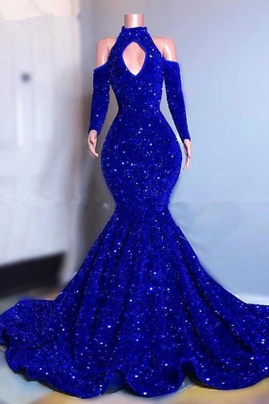  Sparkly Long Sleeves Mermaid Floor-Length Prom Dress - Prom Dresses - DYAVOR® 