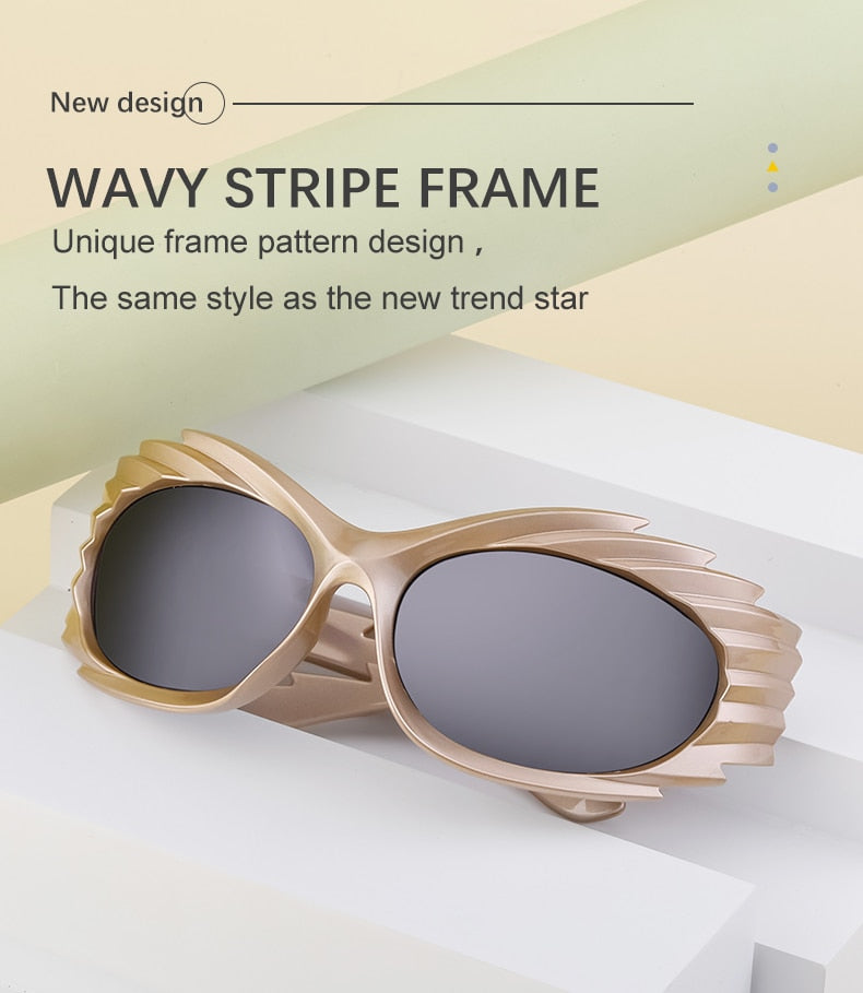Unisex Punk Luxury Gradient UV400 Shades Rectangle Eyewear Sunglasses