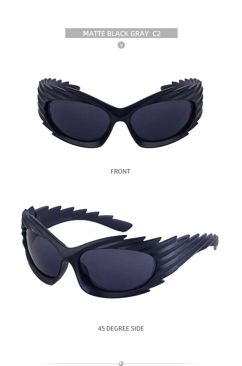 Unisex Punk Luxury Gradient UV400 Shades Rectangle Eyewear Sunglasses