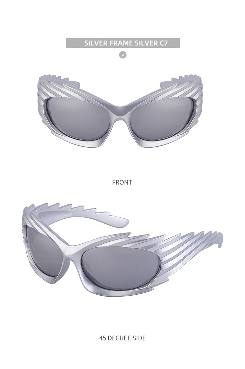 Unisex Punk Luxury Gradient UV400 Shades Rectangle Eyewear Sunglasses