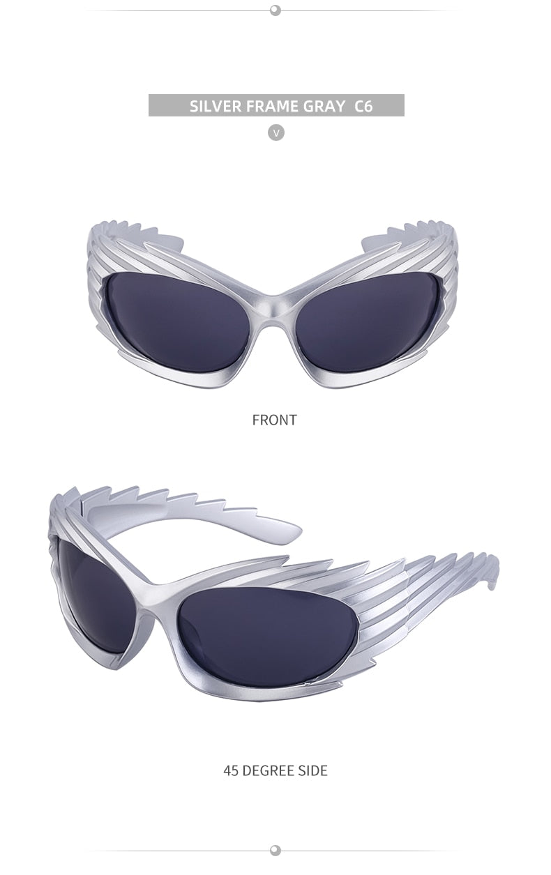 Unisex Punk Luxury Gradient UV400 Shades Rectangle Eyewear Sunglasses
