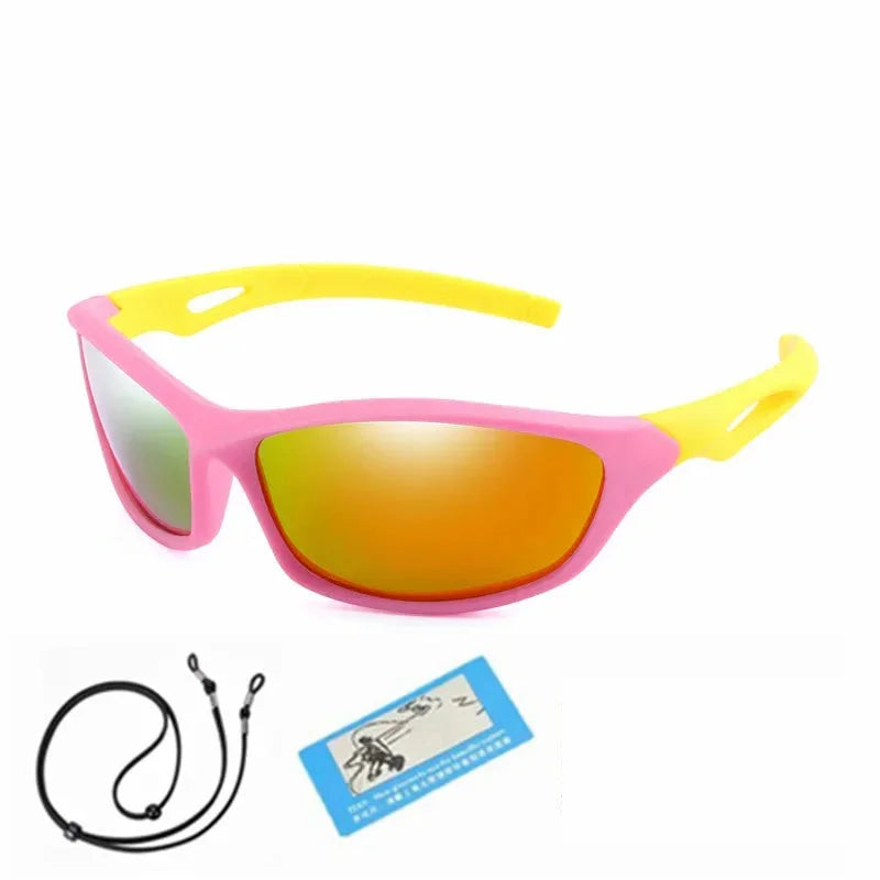  Kids Sport Style Polarized UV400 Mirror Outdoor Sunglasses with Rope - Unisex Sunglasses - DYAVOR® 
