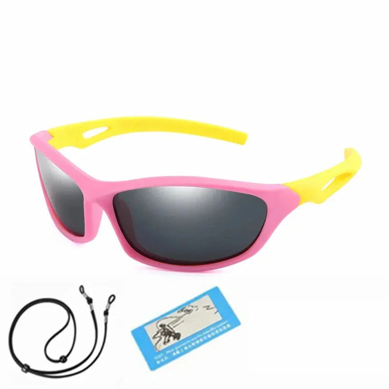  Kids Sport Style Polarized UV400 Mirror Outdoor Sunglasses with Rope - Unisex Sunglasses - DYAVOR® 