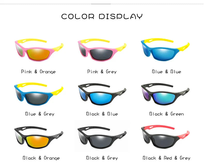  Kids Sport Style Polarized UV400 Mirror Outdoor Sunglasses with Rope - Unisex Sunglasses - DYAVOR® 