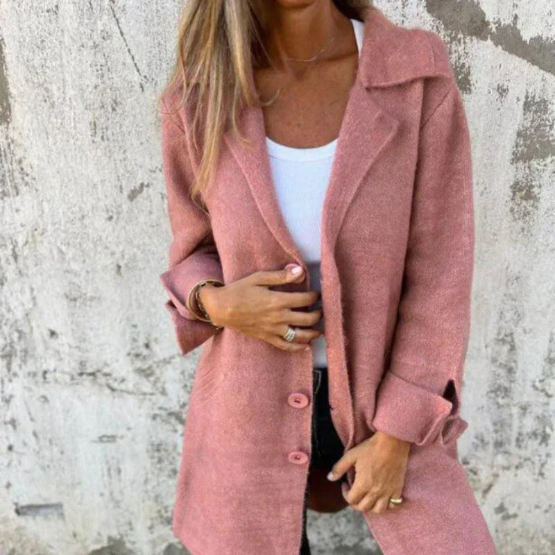  Rozlyn | cozy mid-length jacket with turn-up cuffs -  - DYAVOR® 