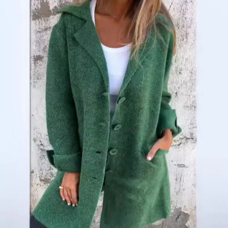  Rozlyn | cozy mid-length jacket with turn-up cuffs -  - DYAVOR® 