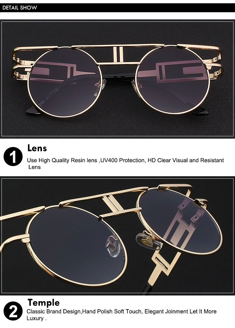  Steampunk Gothic Retro Vintage Rose Gold Women's Designer Sunglasses - Women Sunglasses - DYAVOR® 