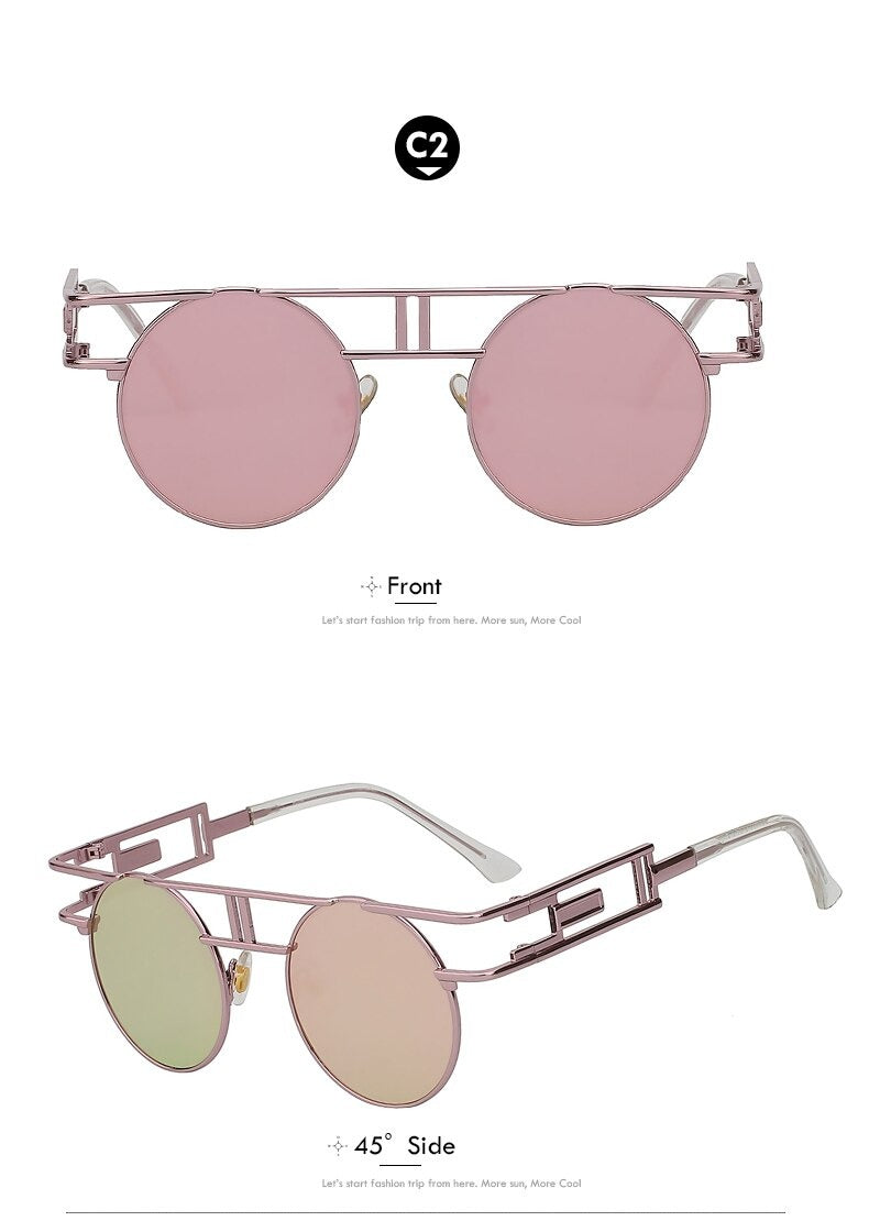  Steampunk Gothic Retro Vintage Rose Gold Women's Designer Sunglasses - Women Sunglasses - DYAVOR® 