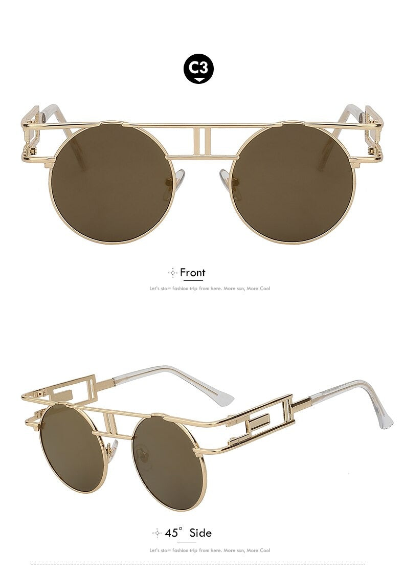  Steampunk Gothic Retro Vintage Rose Gold Women's Designer Sunglasses - Women Sunglasses - DYAVOR® 