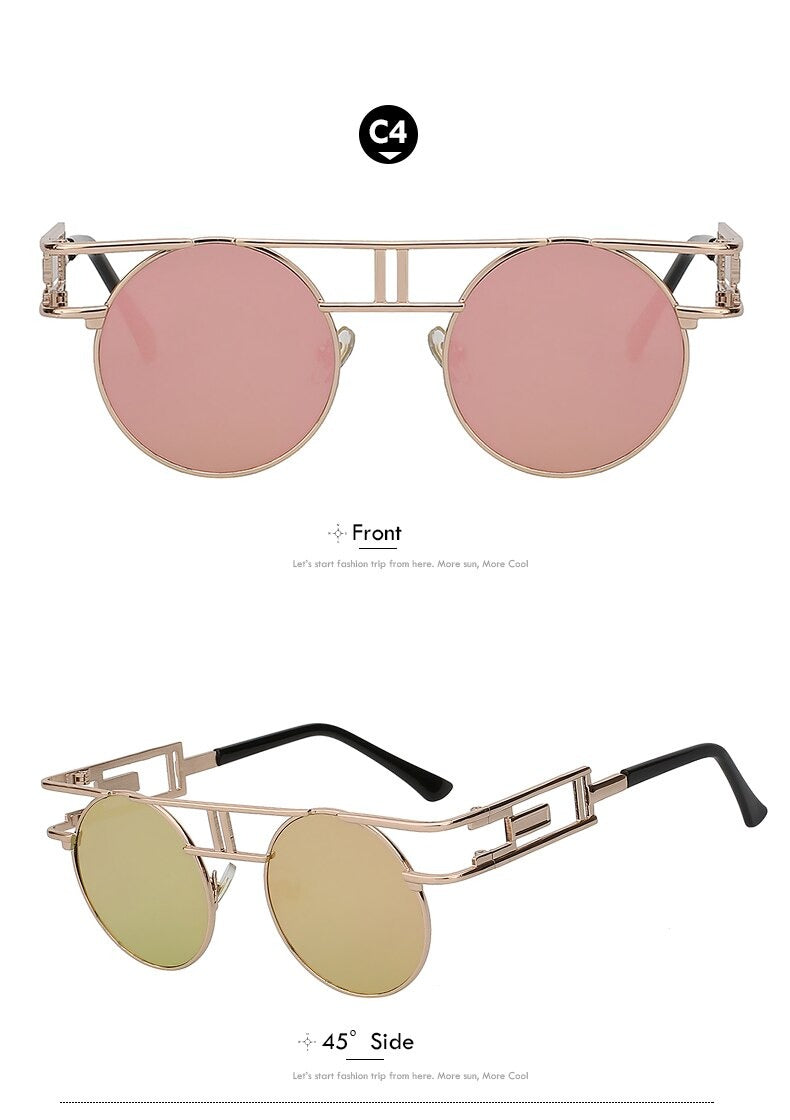  Steampunk Gothic Retro Vintage Rose Gold Women's Designer Sunglasses - Women Sunglasses - DYAVOR® 
