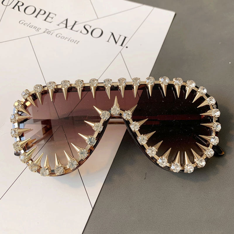  Unisex Luxury Steampunk Nail Diamond Rhinestones Oversized Sunglasses - Unisex Sunglasses - DYAVOR® 