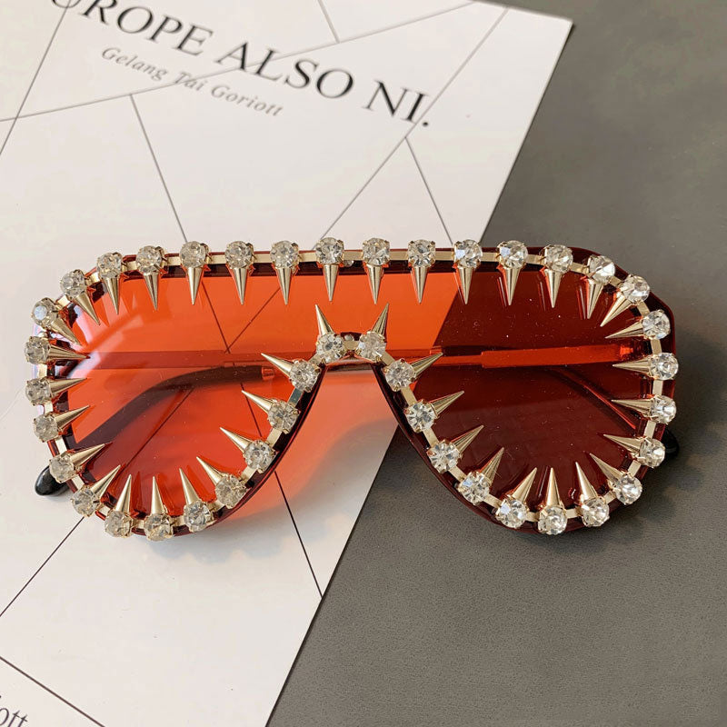  Unisex Luxury Steampunk Nail Diamond Rhinestones Oversized Sunglasses - Unisex Sunglasses - DYAVOR® 