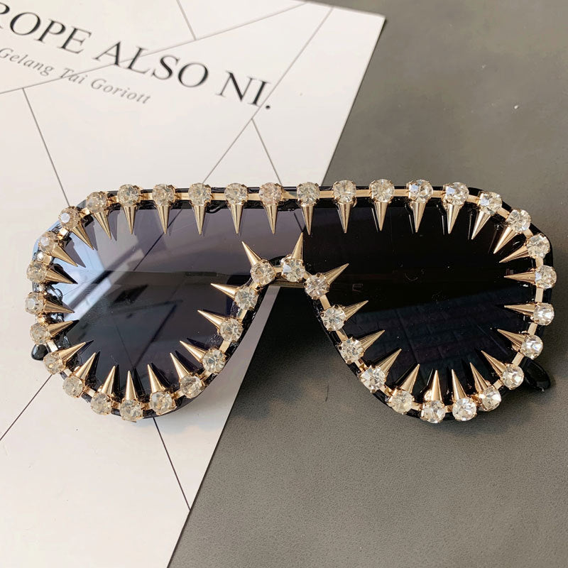  Unisex Luxury Steampunk Nail Diamond Rhinestones Oversized Sunglasses - Unisex Sunglasses - DYAVOR® 