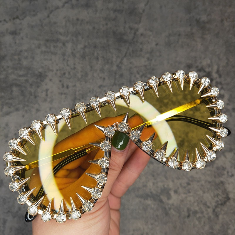  Unisex Luxury Steampunk Nail Diamond Rhinestones Oversized Sunglasses - Unisex Sunglasses - DYAVOR® 